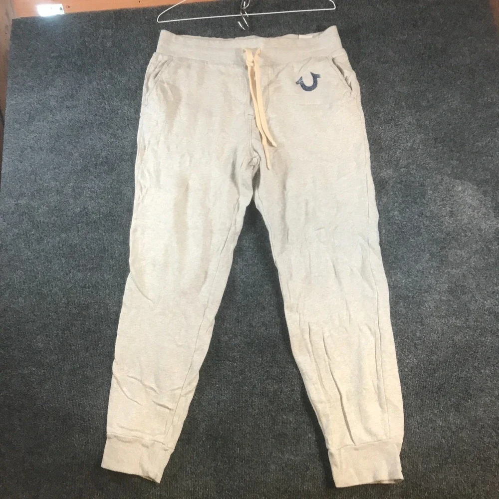 True Religion Jogger Sweatpants Mens 36x27 Gray Drawstring Waist Classic Logo